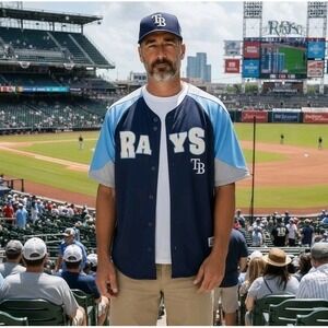 Dynasty Tampa Bay Rays Jersey Men's Large Blue Gray Button MLB Official NWT